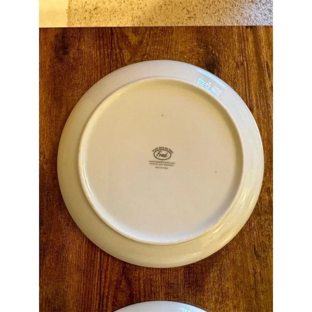 Fred Plays With His Food Face Kids' Ceramic Dinner Plates Set of 2 Multicolor